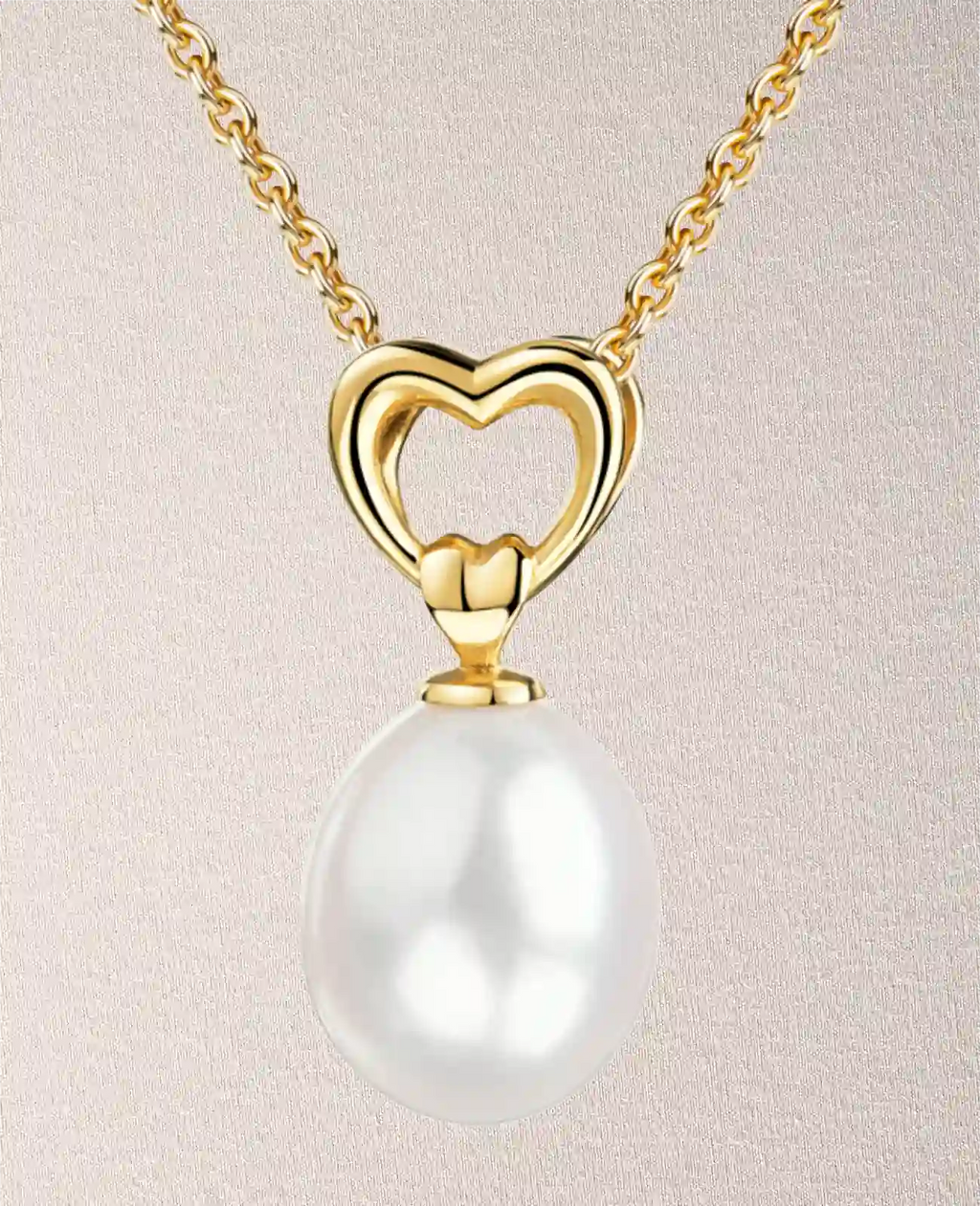 Ankerkette mit offenen Herz Mitteleteil darunter große ovale perle