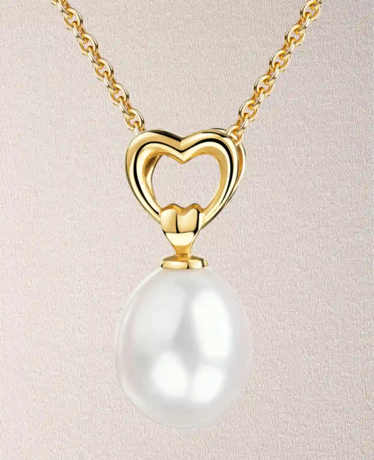 Ankerkette mit offenen Herz Mitteleteil darunter große ovale perle