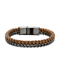 Breites Lederarmband mit seitlich eingefochtenen Panzerkette