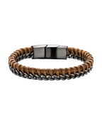 Breites Lederarmband mit seitlich eingefochtenen Panzerkette