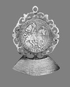 Münze mit Fassung uns Gravurschild komplett