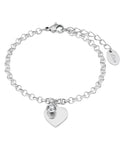 erbskette armkette mit flachen herz anhänger und weißen stein anhänger
