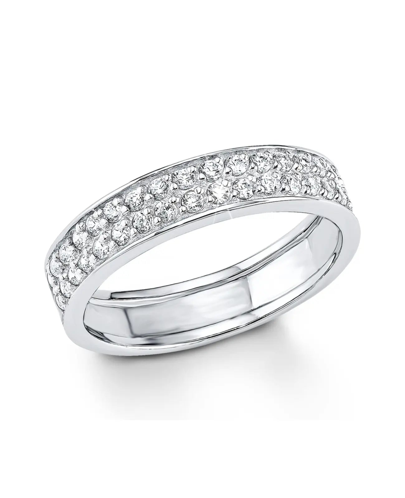 kantiger ring mit 2 reihen zirkonia steinen