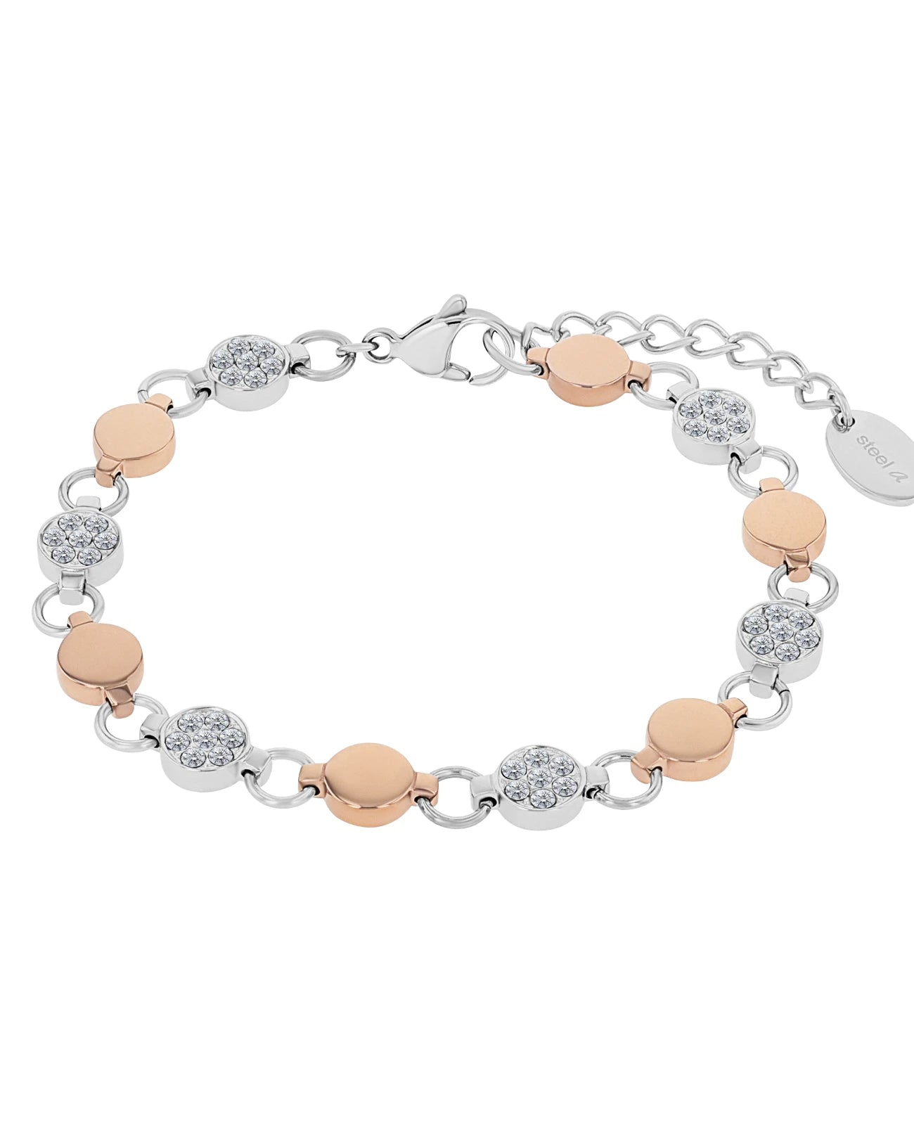 Armband aus lauter beweglichen runden teilen rosa und silber