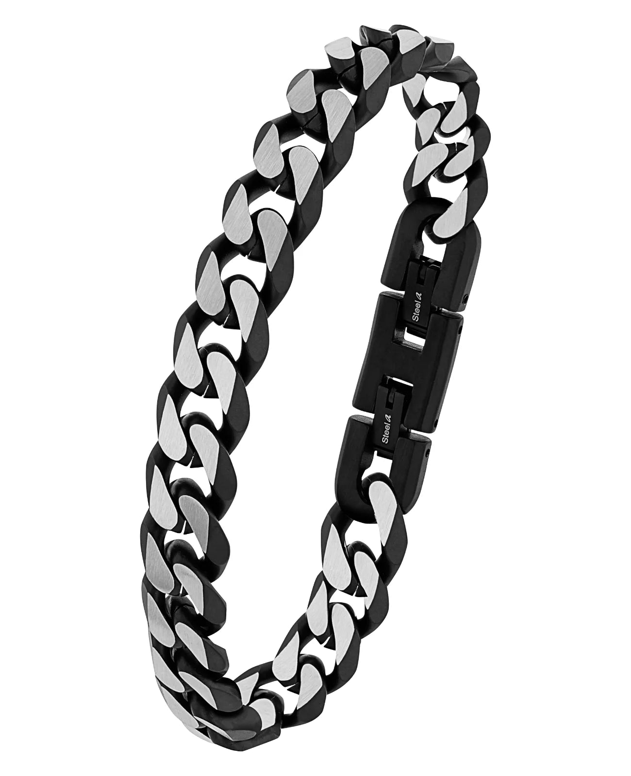 Panzerkette Armband aussen schwarz mittig silber
