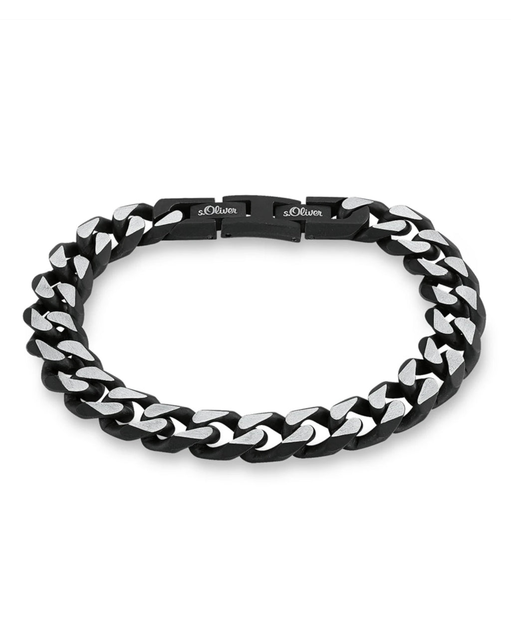 Panzerkette Armband aussen schwarz mittig silber