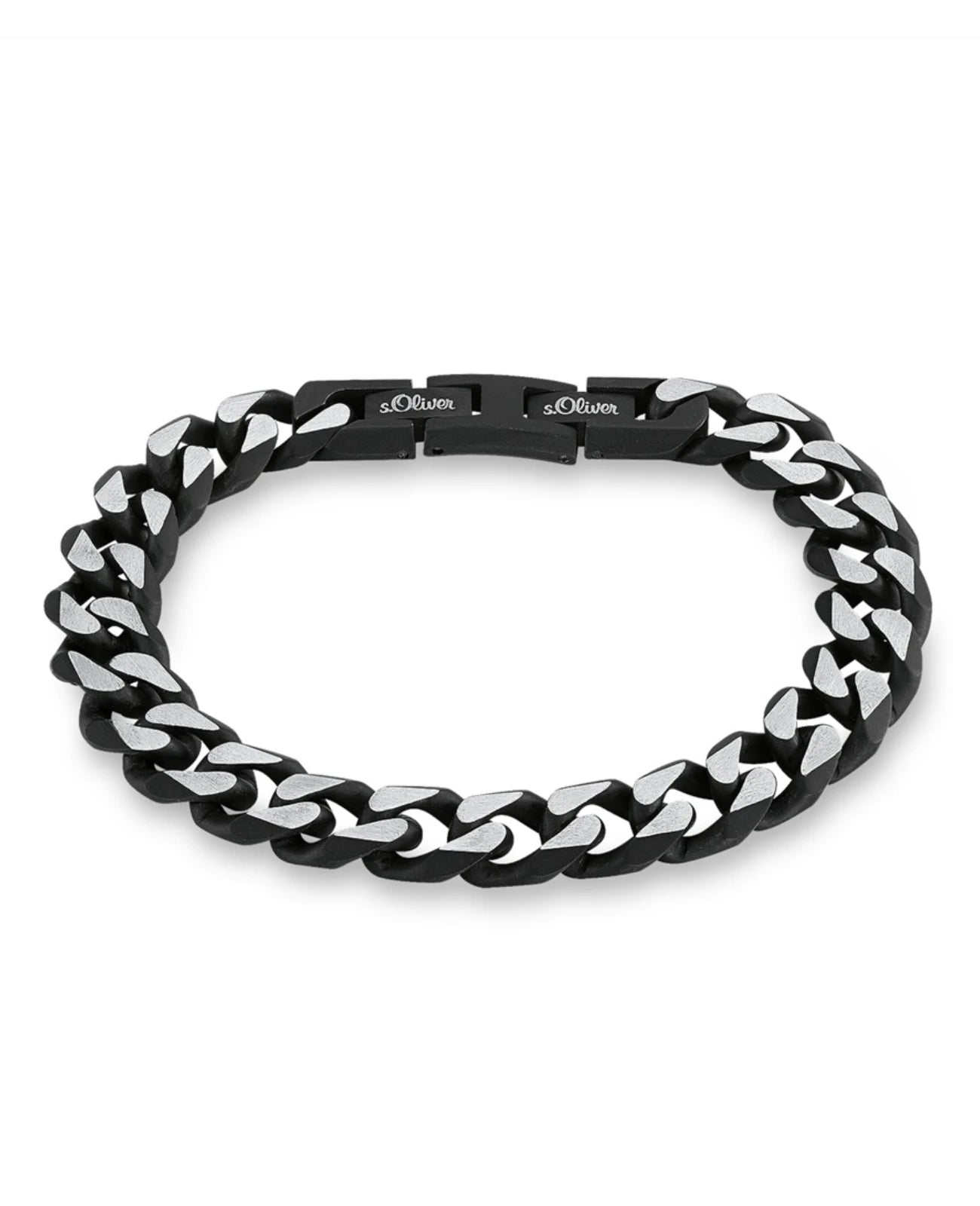 Panzerkette Armband aussen schwarz mittig silber