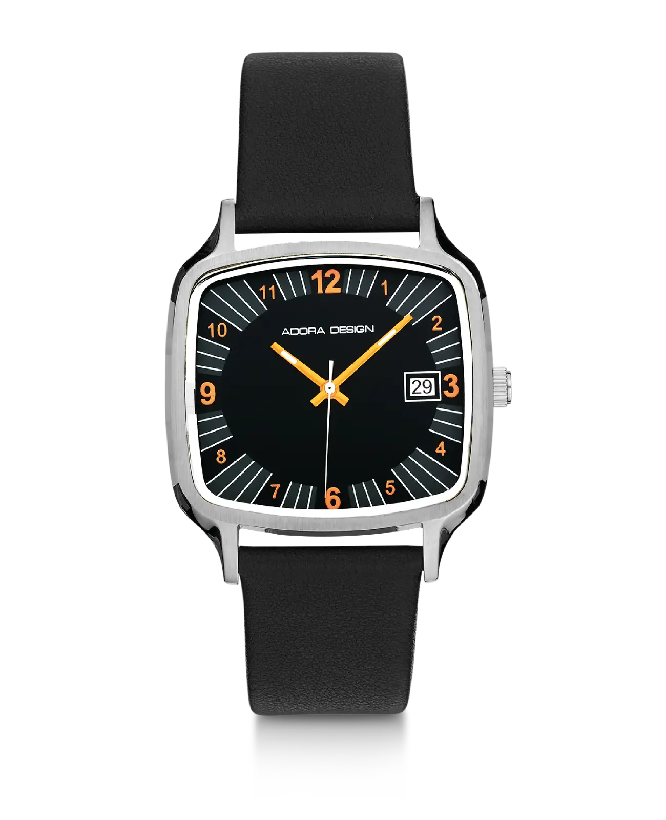 Rechteckiges Gehäuse mit schwarzen Zifferblatt