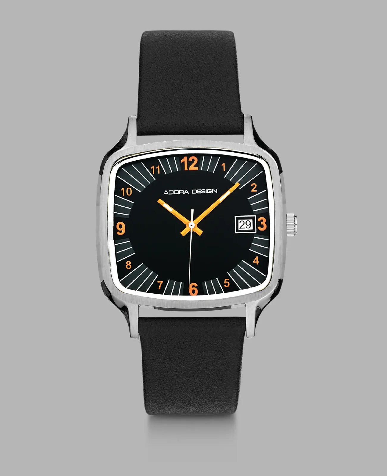 Rechteckiges Gehäuse mit schwarzen Zifferblatt