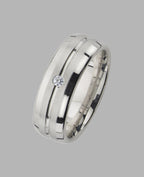 Ring mattiert in der Mitte Brillant Rille mittig poliert