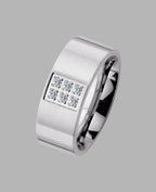 Breiter kantiger mattierter Ring mit 6 Zirkoniasteinen