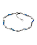 Armband mit beweglichen geschwungenen Platten mit blauen Opalen besetzt