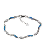 Armband mit beweglichen geschwungenen Platten mit blauen Opalen besetzt