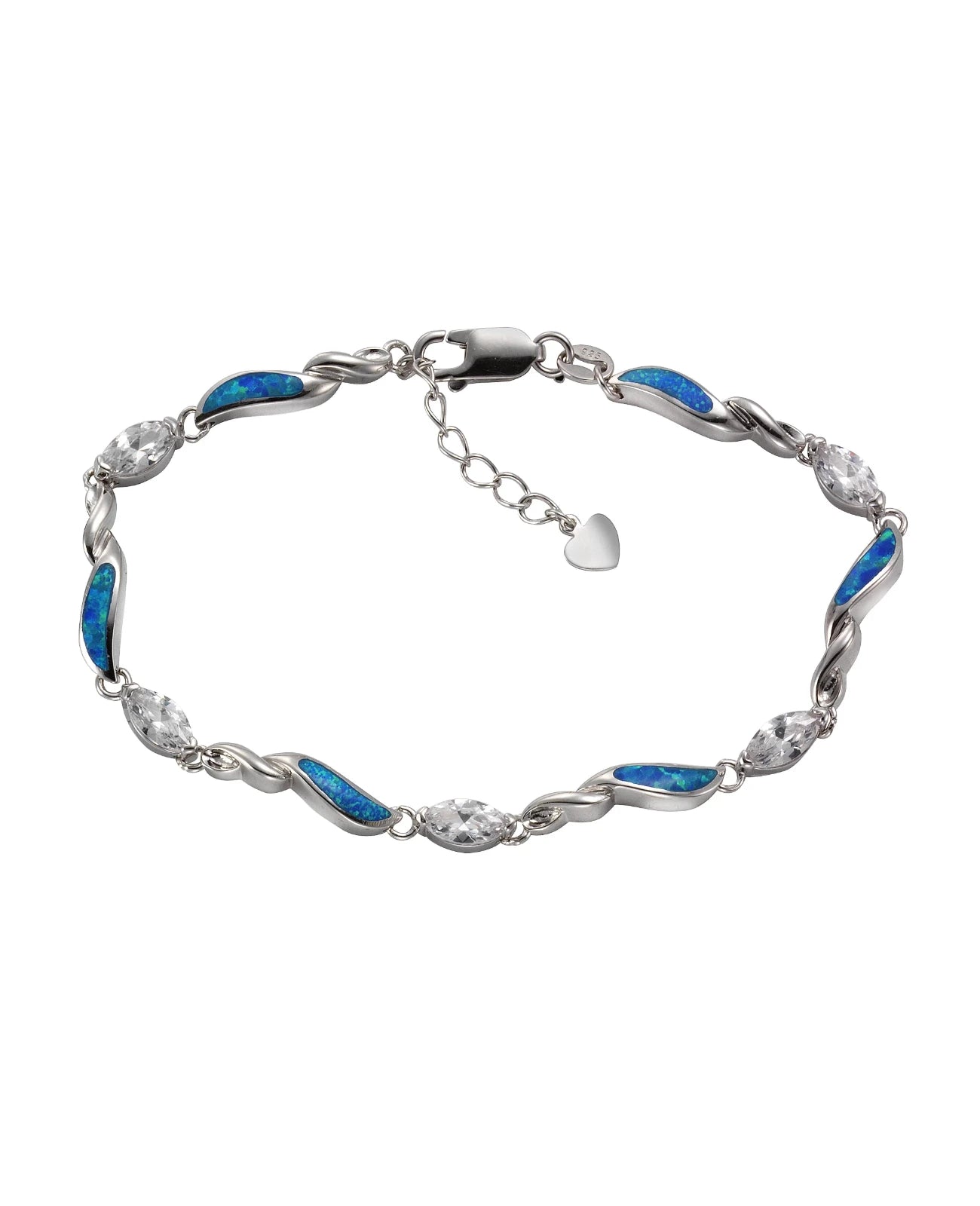 Armband mit beweglichen geschwungenen Platten mit blauen Opalen besetzt