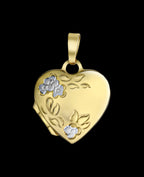 Ankerkette mit Anhänger Herzform mit seitlichen Blumenmotiven