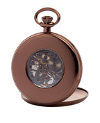 Taschenuhr braun Sprungdeckel mit passender Kette