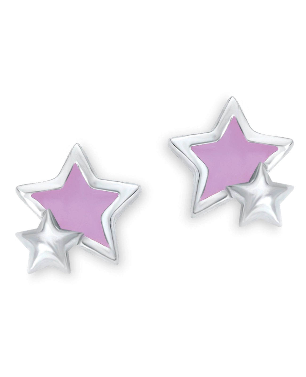 ohrstecker stern mit lila emaille einlage