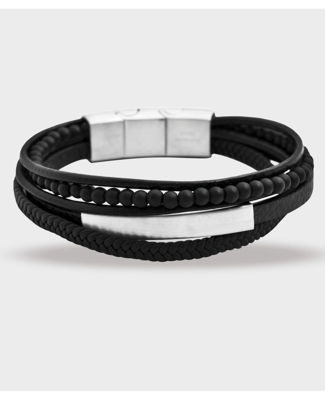 5 reihiges lederarmband mit schmaler gravurfläche
