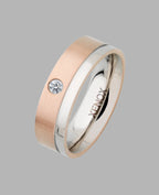 Ring mit Zirkonia zweidrittel rosé eindrittel Edelstahl
