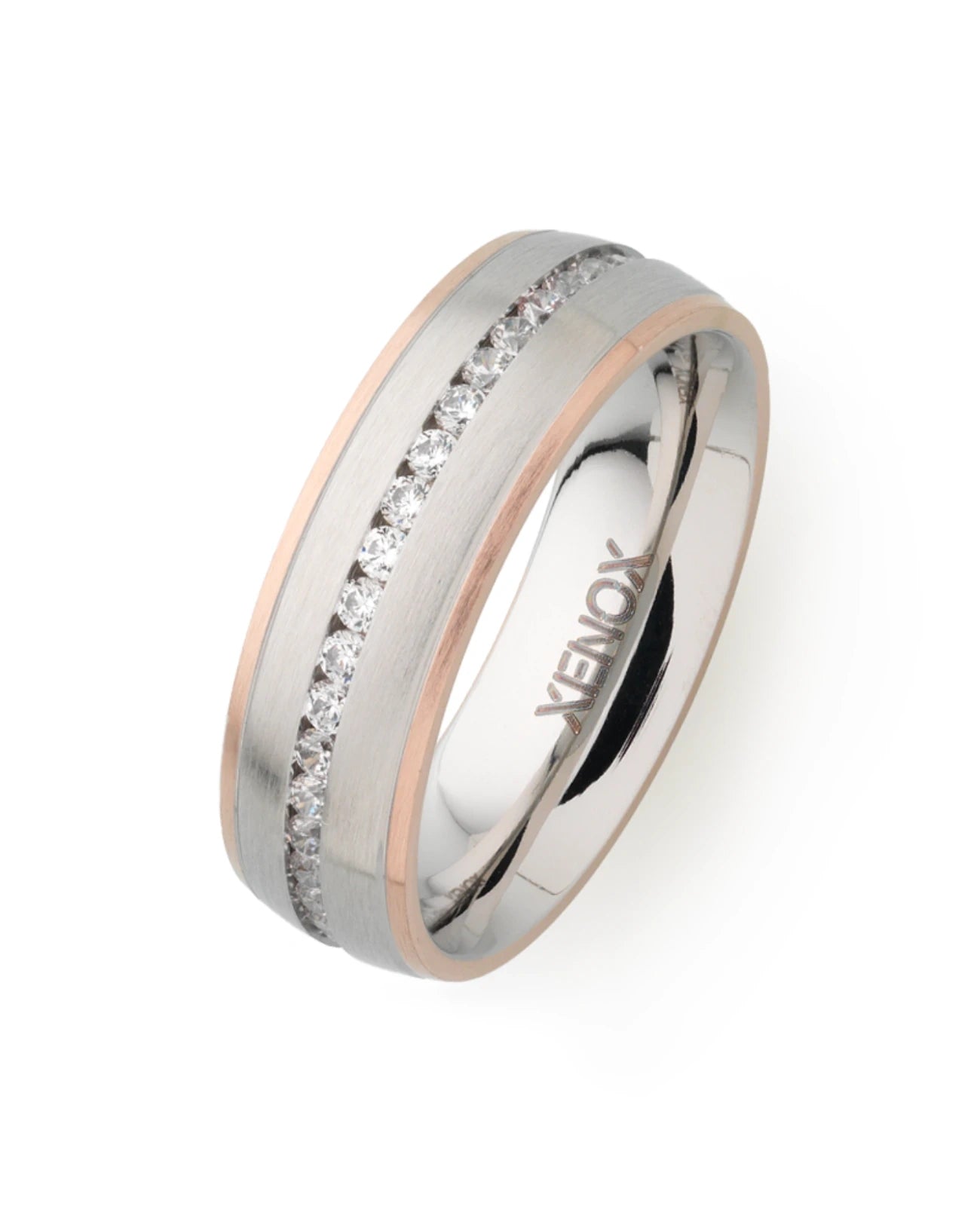 Ring Edelstahl links und rechts dünner rosérand