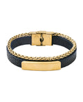 Lederarmband und Kette mit aufgesetzter Gravurplatte