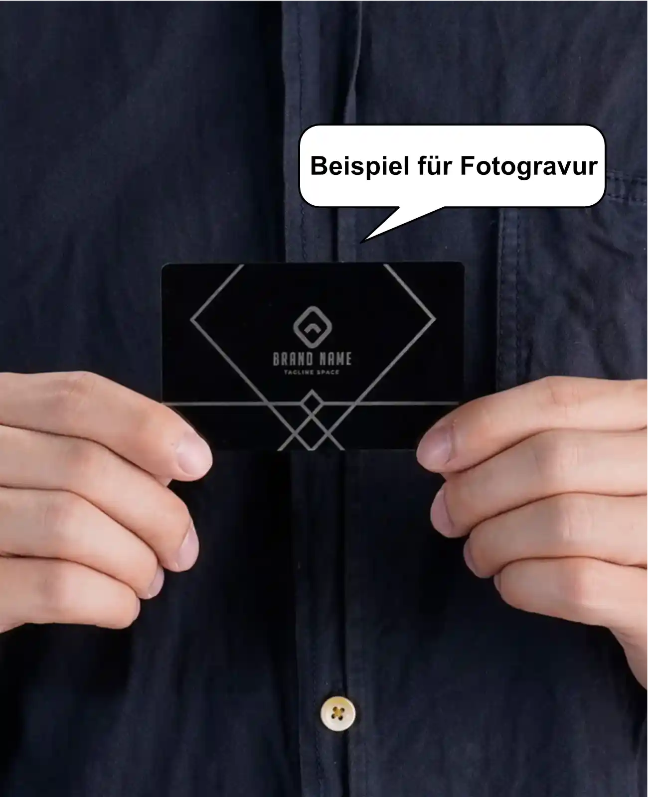 Beispiel für Fotogravur Visitenkarte