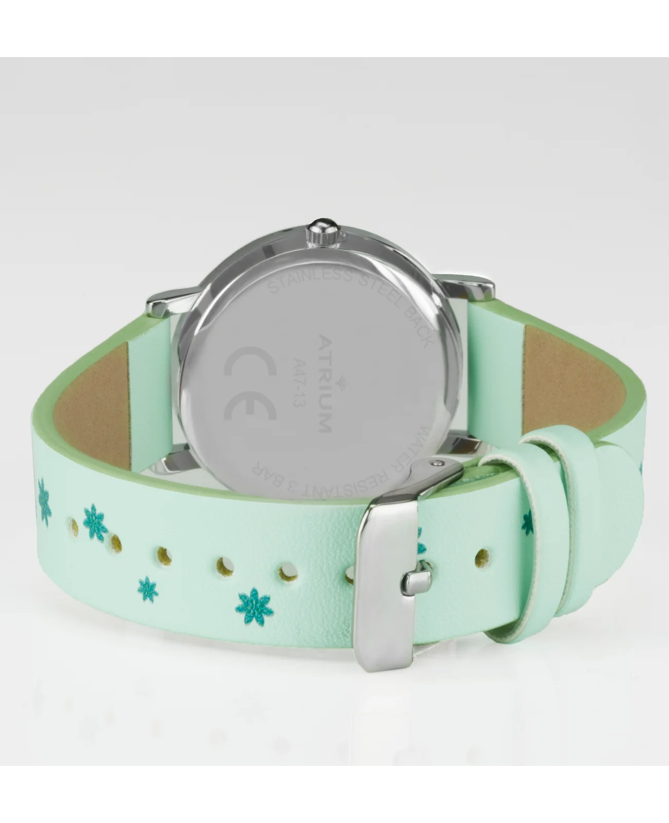 Mintfarbenes Lederarmband mit Blumenmotive große arabische zahlen 