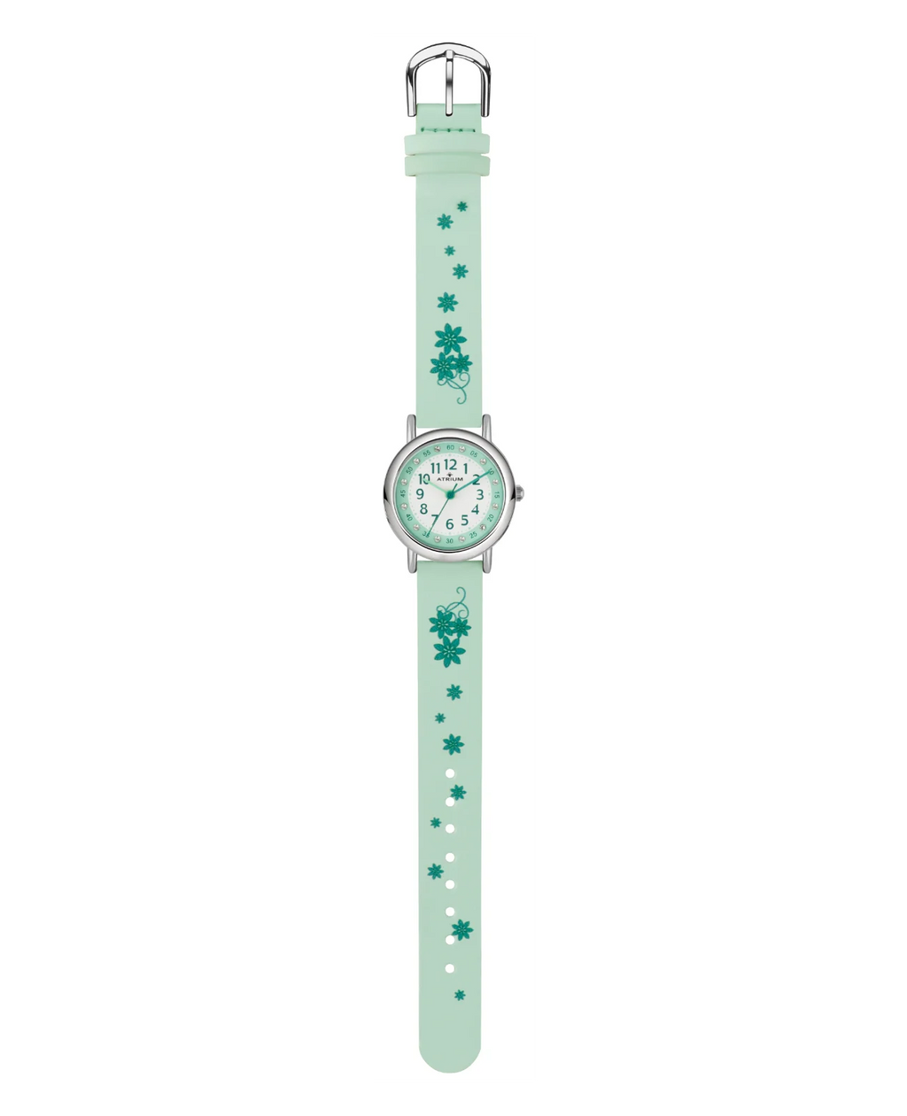 Mintfarbenes Lederarmband mit Blumenmotive große arabische zahlen 