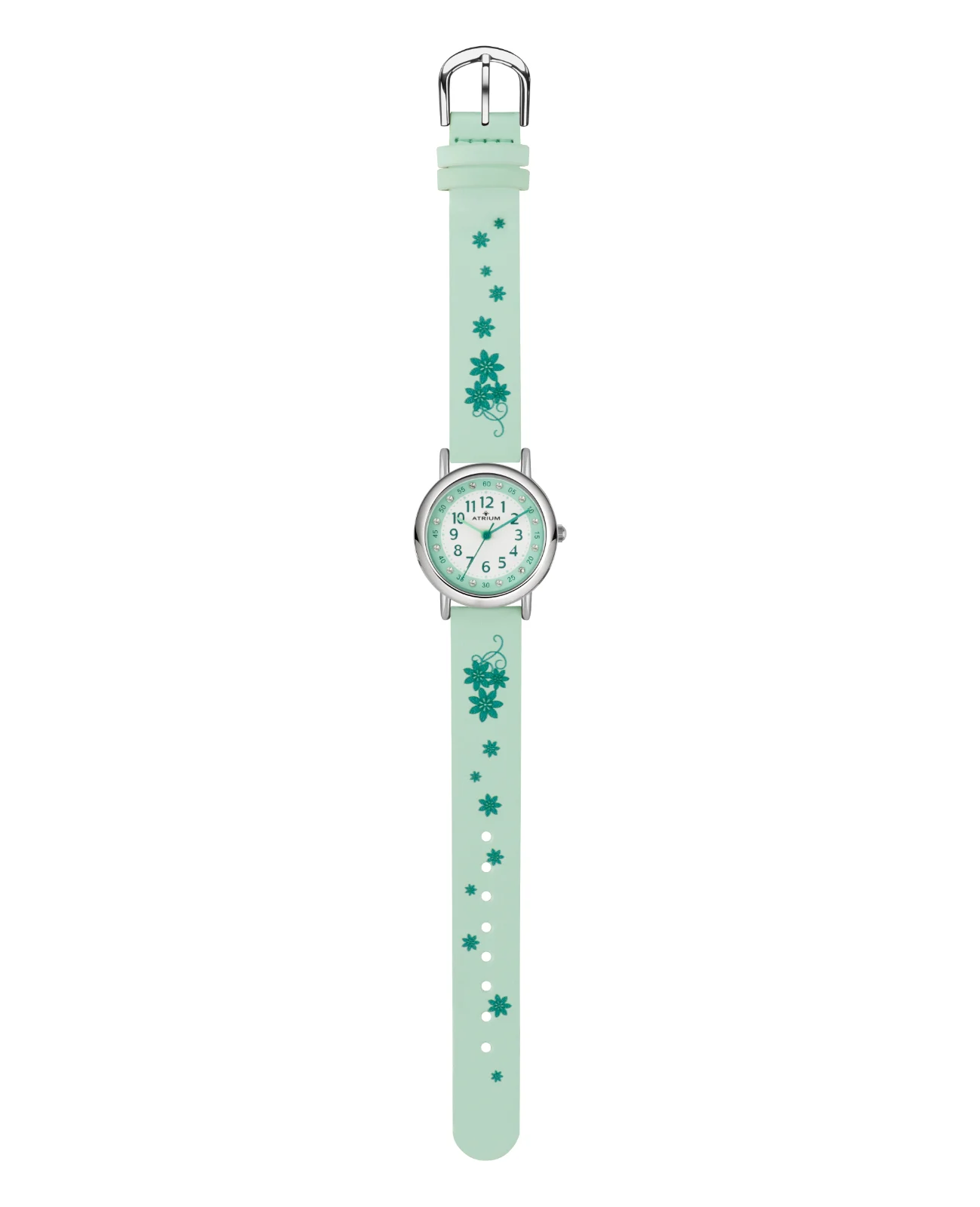 Mintfarbenes Lederarmband mit Blumenmotive große arabische zahlen 