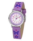 Lila Lederarmband mit Schmetterlingmotive mit Pferdemotive große arabische zahlen 