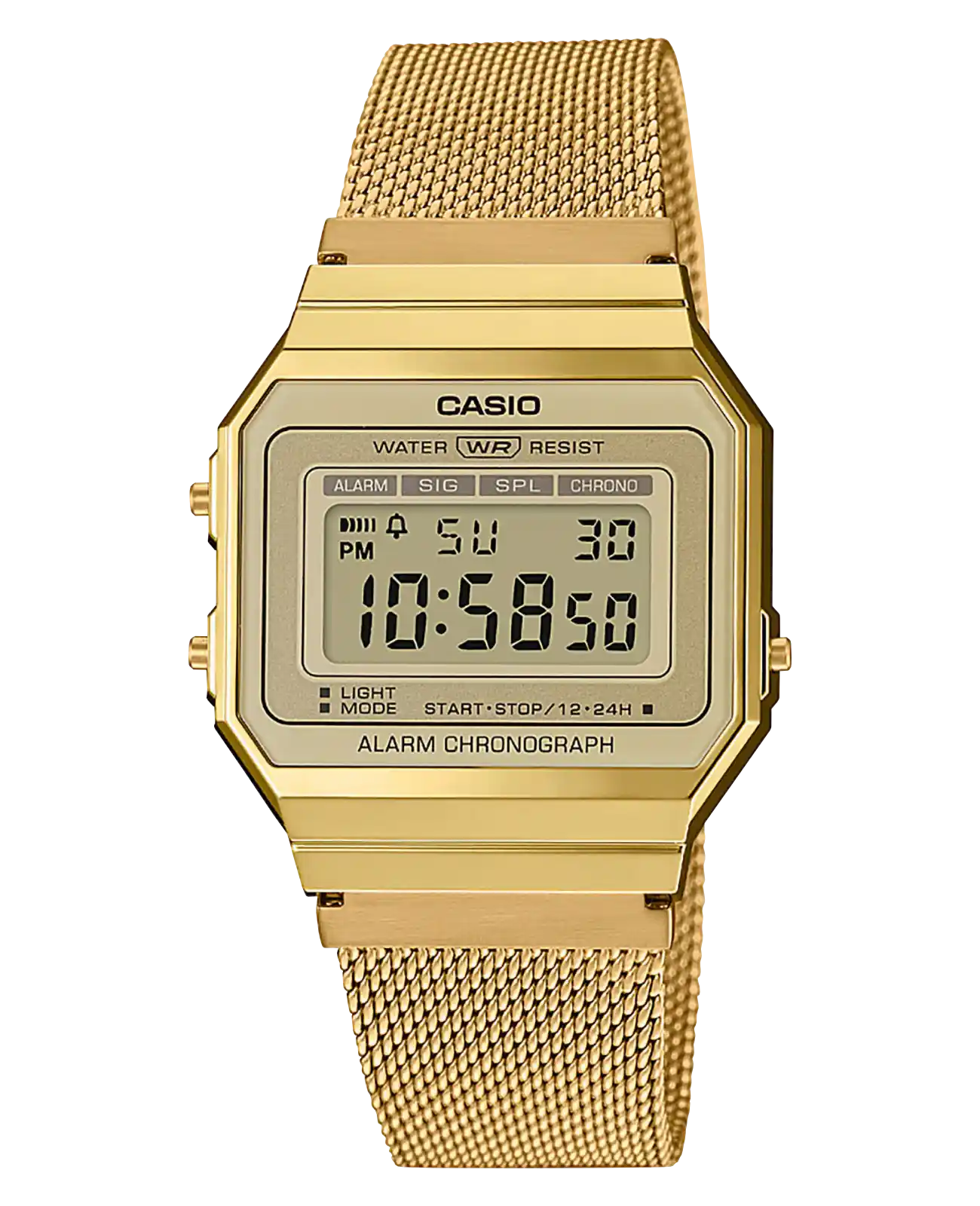 unisexuhr gold mit digitalanzeige eckiges gehäuse