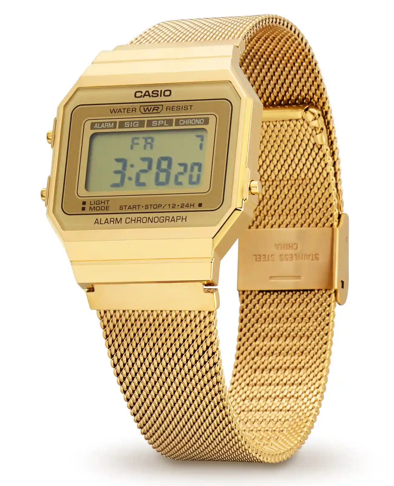 unisexuhr gold mit digitalanzeige eckiges gehäuse