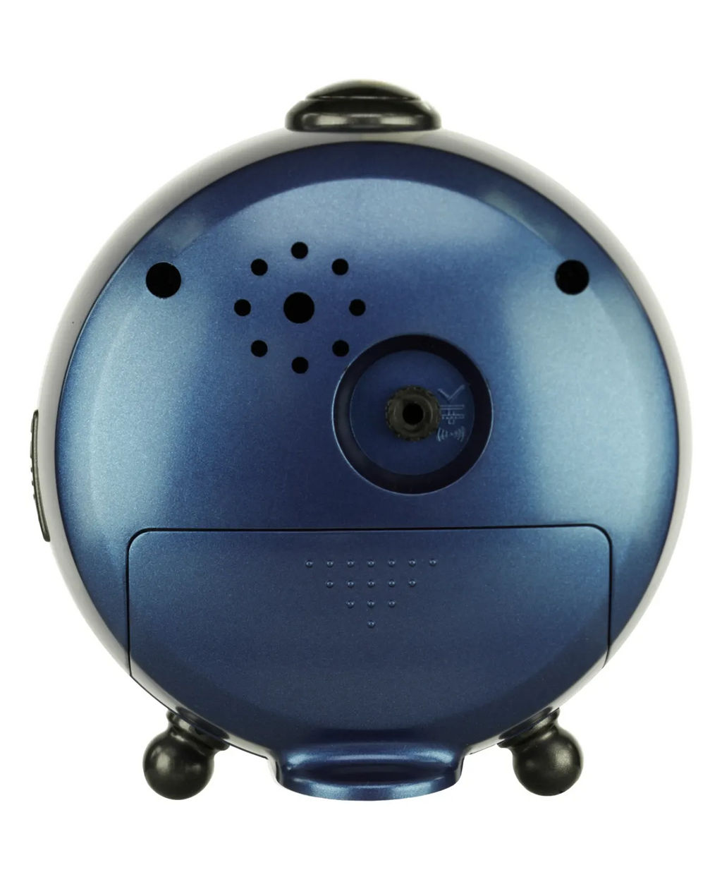 Runder dunkelblauer Kinderwecker motiv Fußballer große arabische zahlen