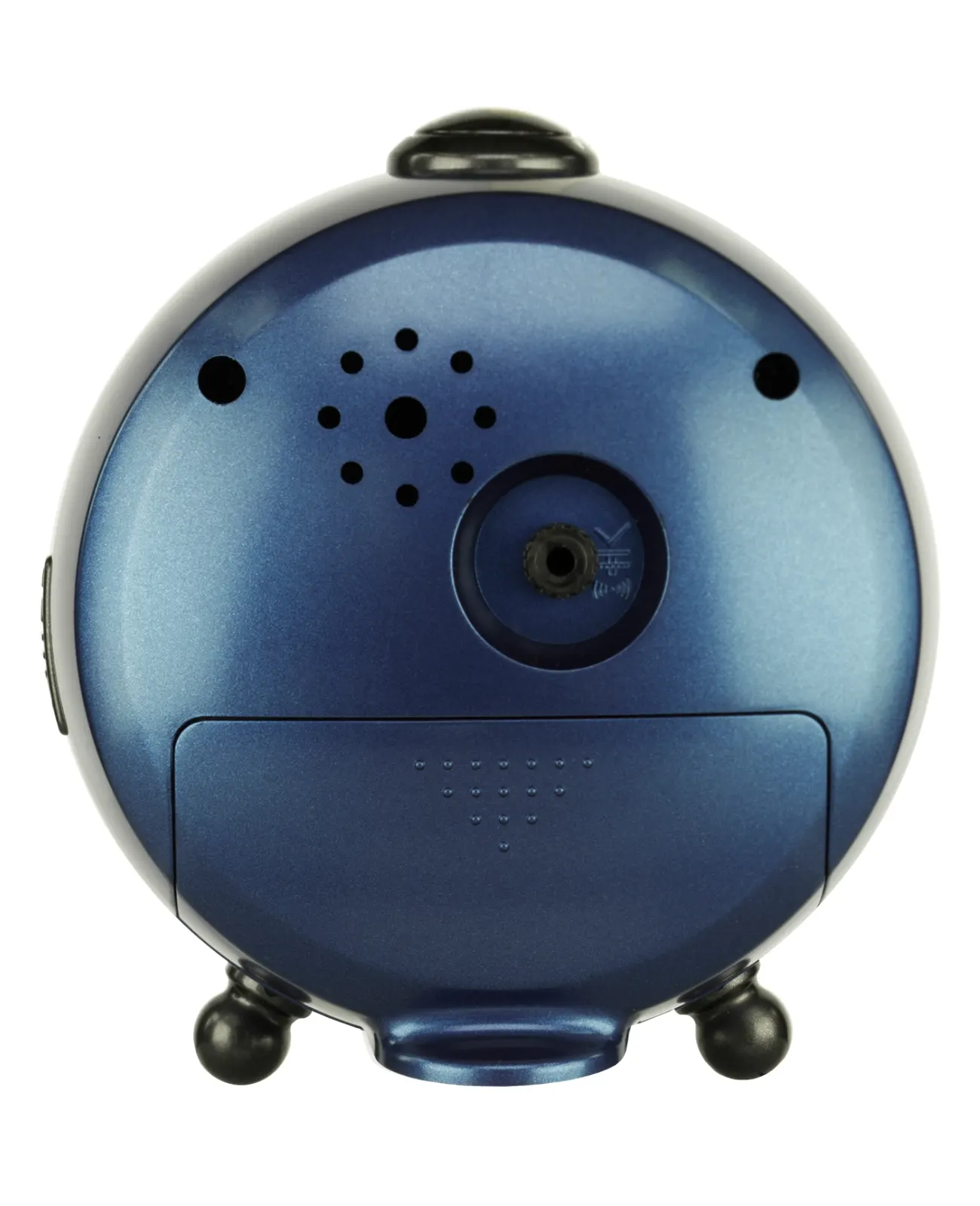 Runder dunkelblauer Kinderwecker motiv Fußballer große arabische zahlen