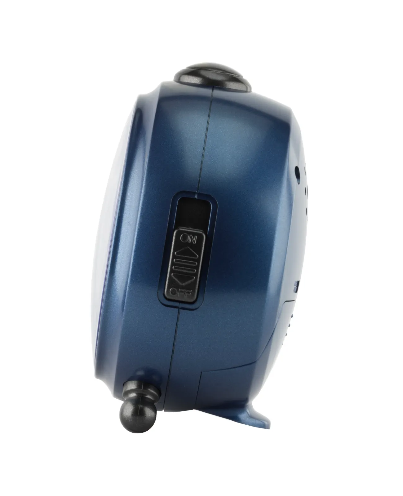 Runder dunkelblauer Kinderwecker motiv Fußballer große arabische zahlen