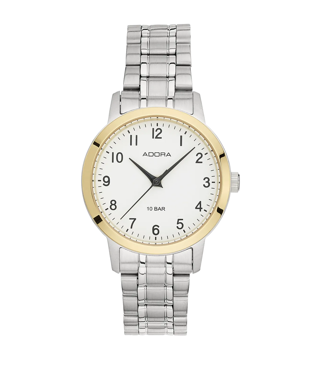 Rundes Gehäuse weißes Zifferblatt arabische Zahlen