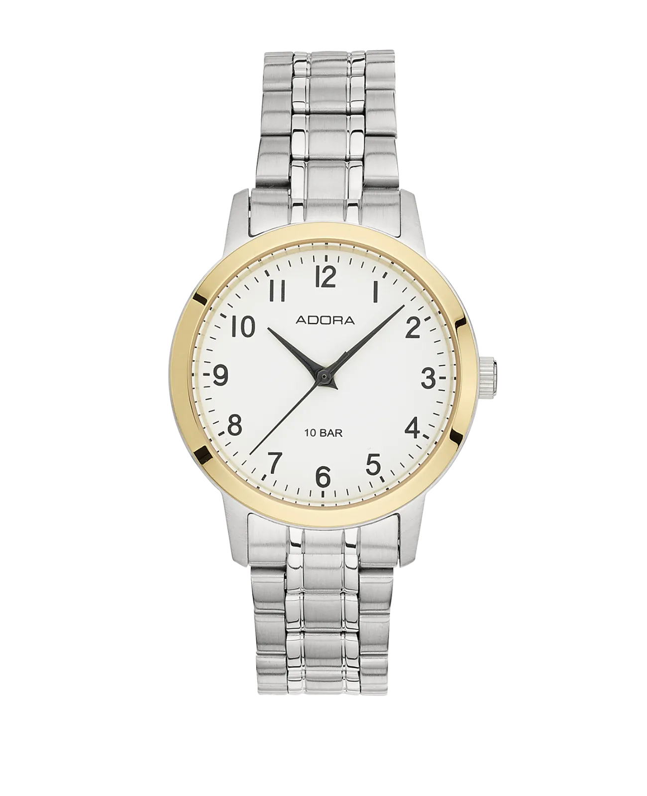 Rundes Gehäuse weißes Zifferblatt arabische Zahlen