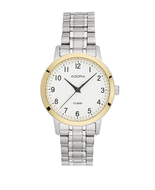 Rundes Gehäuse weißes Zifferblatt arabische Zahlen