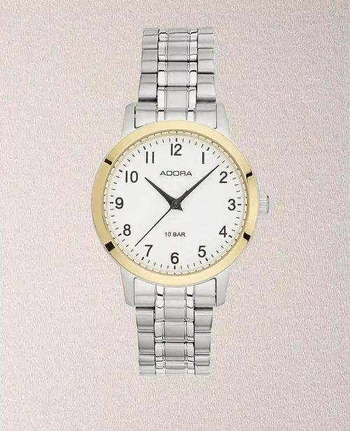 Rundes Gehäuse weißes Zifferblatt arabische Zahlen