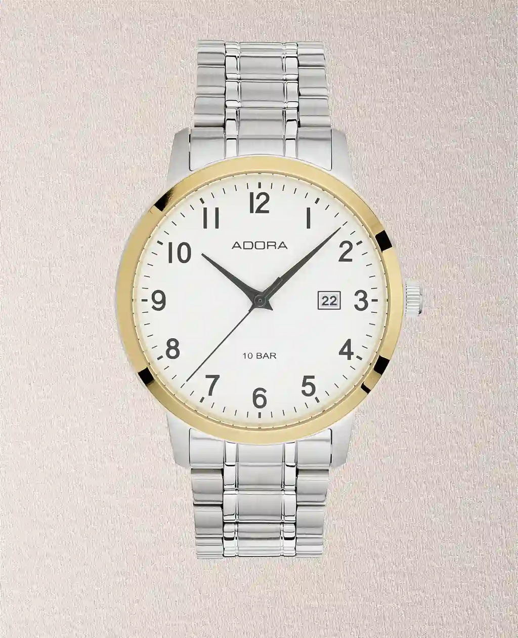 Rundes Gehäuse wießes Zifferblatt arabische Zahlen