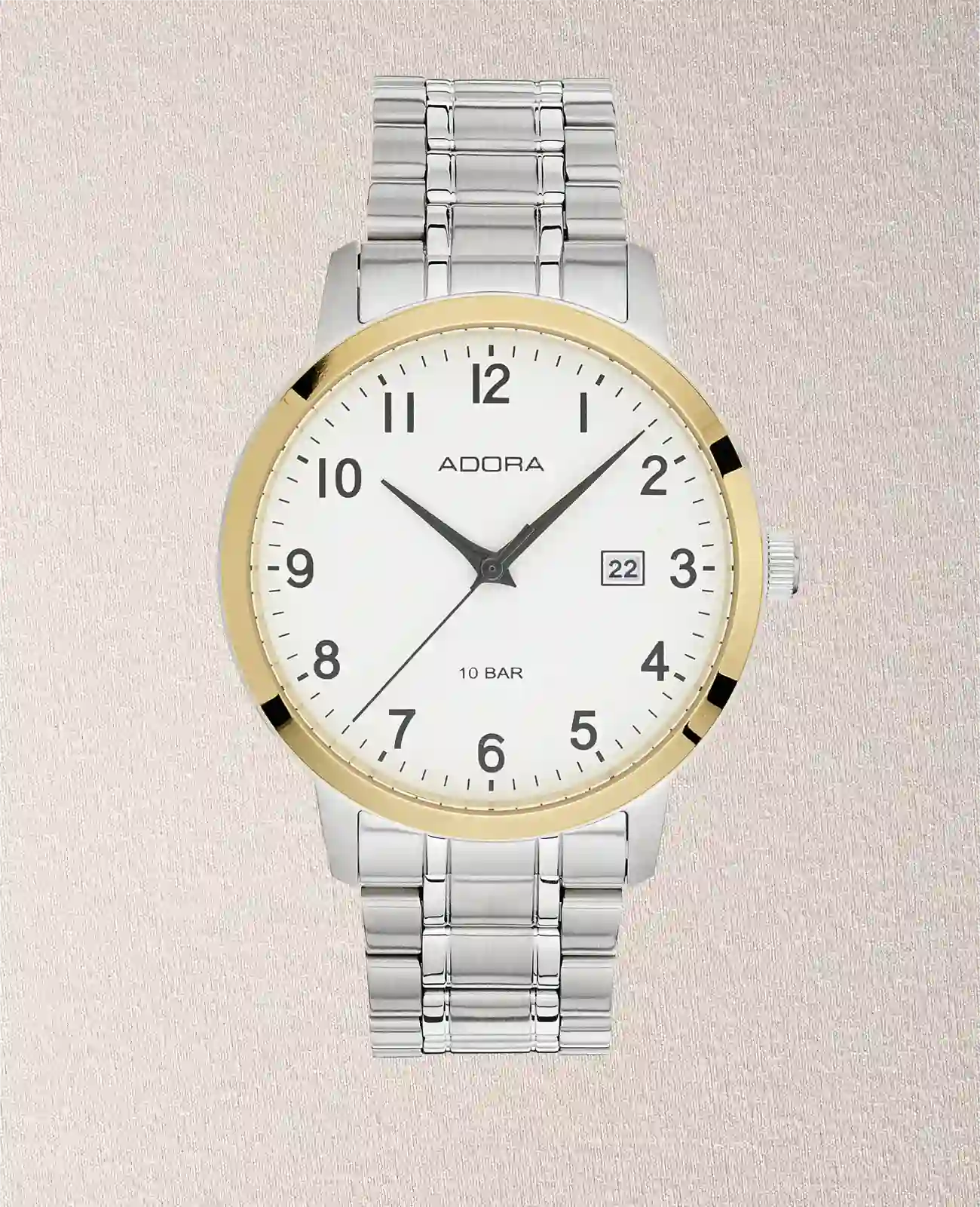 Rundes Gehäuse wießes Zifferblatt arabische Zahlen