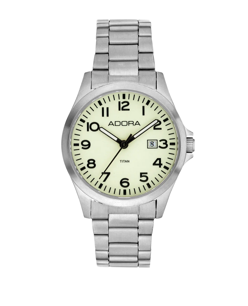 Rundes Gehäuse arabische Zahlen flureszierendes Zifferblatt