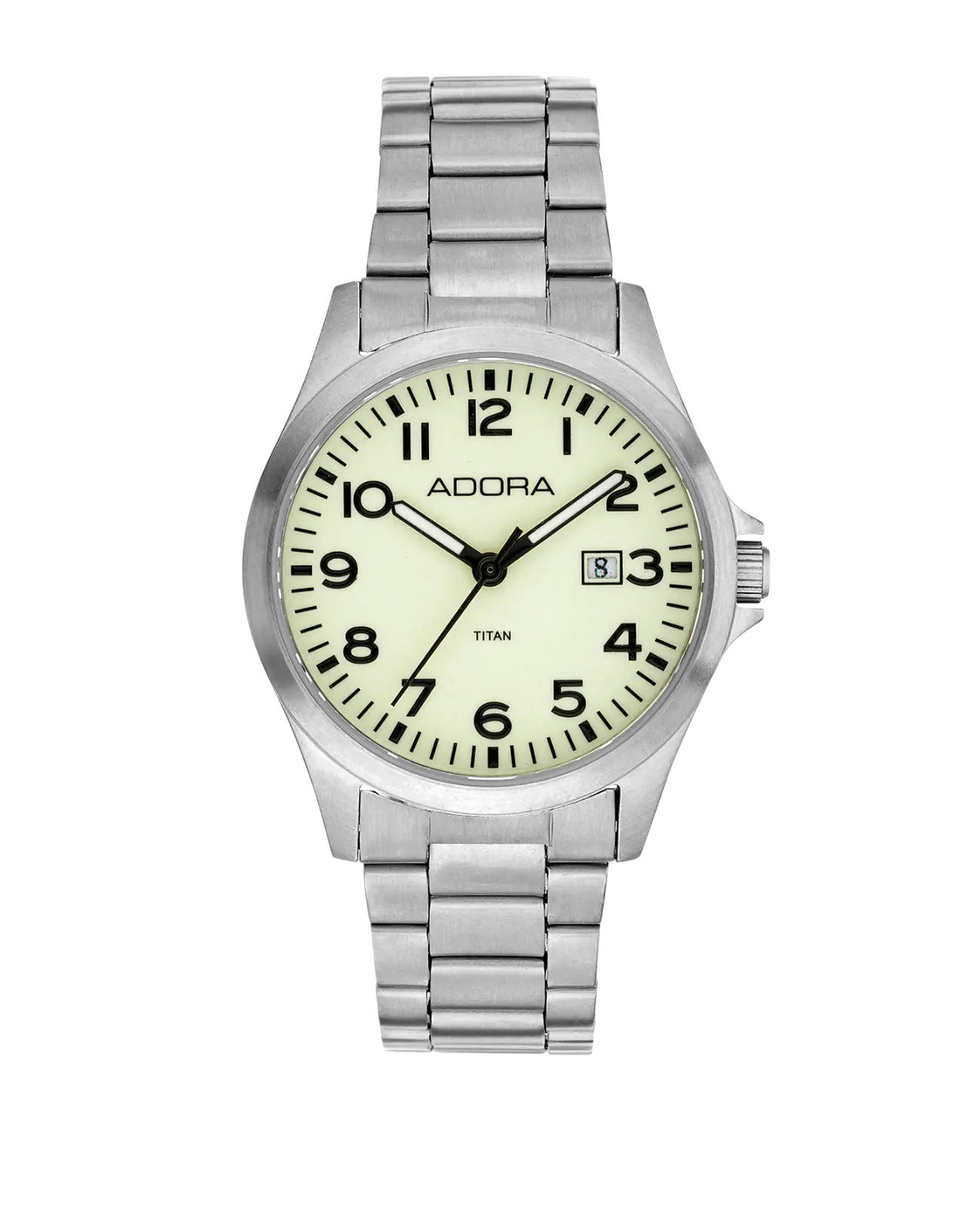 Rundes Gehäuse arabische Zahlen flureszierendes Zifferblatt