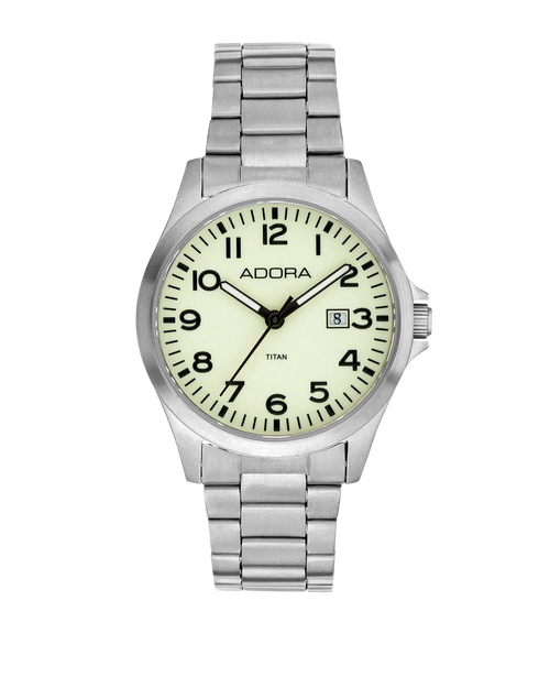 Rundes Gehäuse arabische Zahlen flureszierendes Zifferblatt