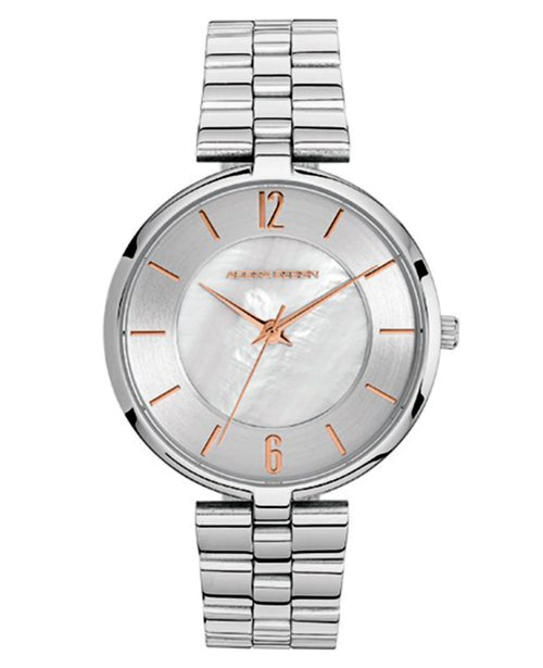 rundes gehäuse helles zifferblatt perlmuttscheibe in der mitte