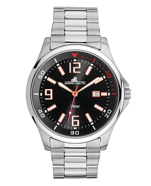 rundes gehäuse mit schwarzem zifferblatt