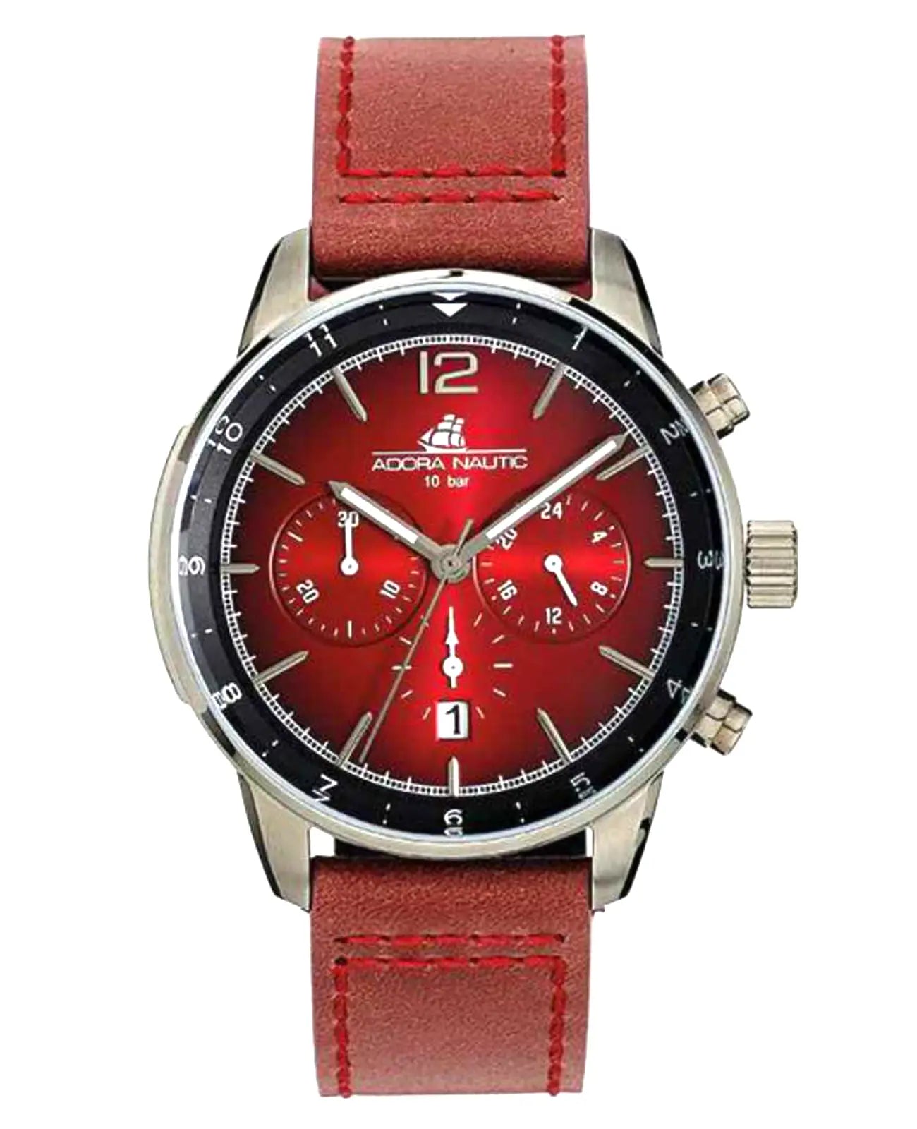 herrenuhr lederarmband rotbraun zifferblatt dunkelrot