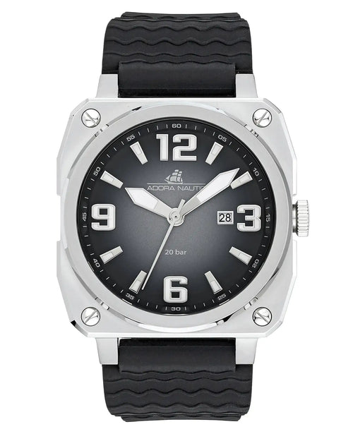 eckiges gehäuse dunkel verlaufendes zifferblatt