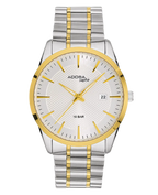 Bicolor metallarmbanduhr helles zifferblatt mit balken datum bei 3 uhr