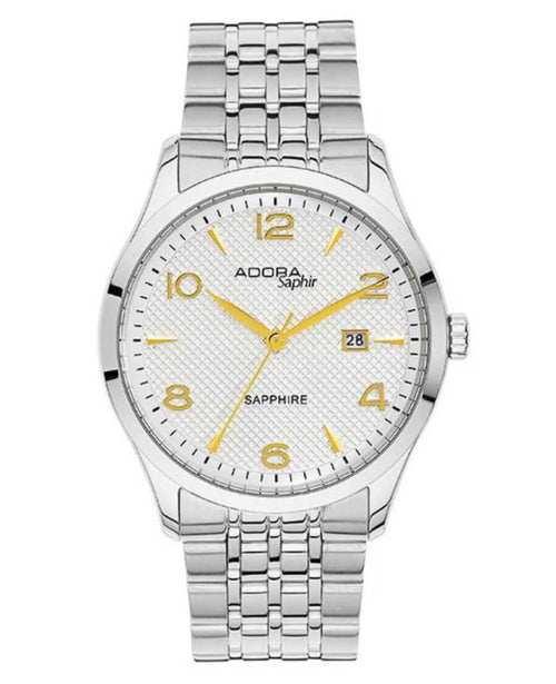 herrenuhr mit edelstahlarmband und hellen zifferblatt